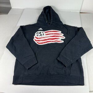 Adidas USA Soccer Sweatshirt Adult Medium Black Faded Big Logo Pullover Hoodie